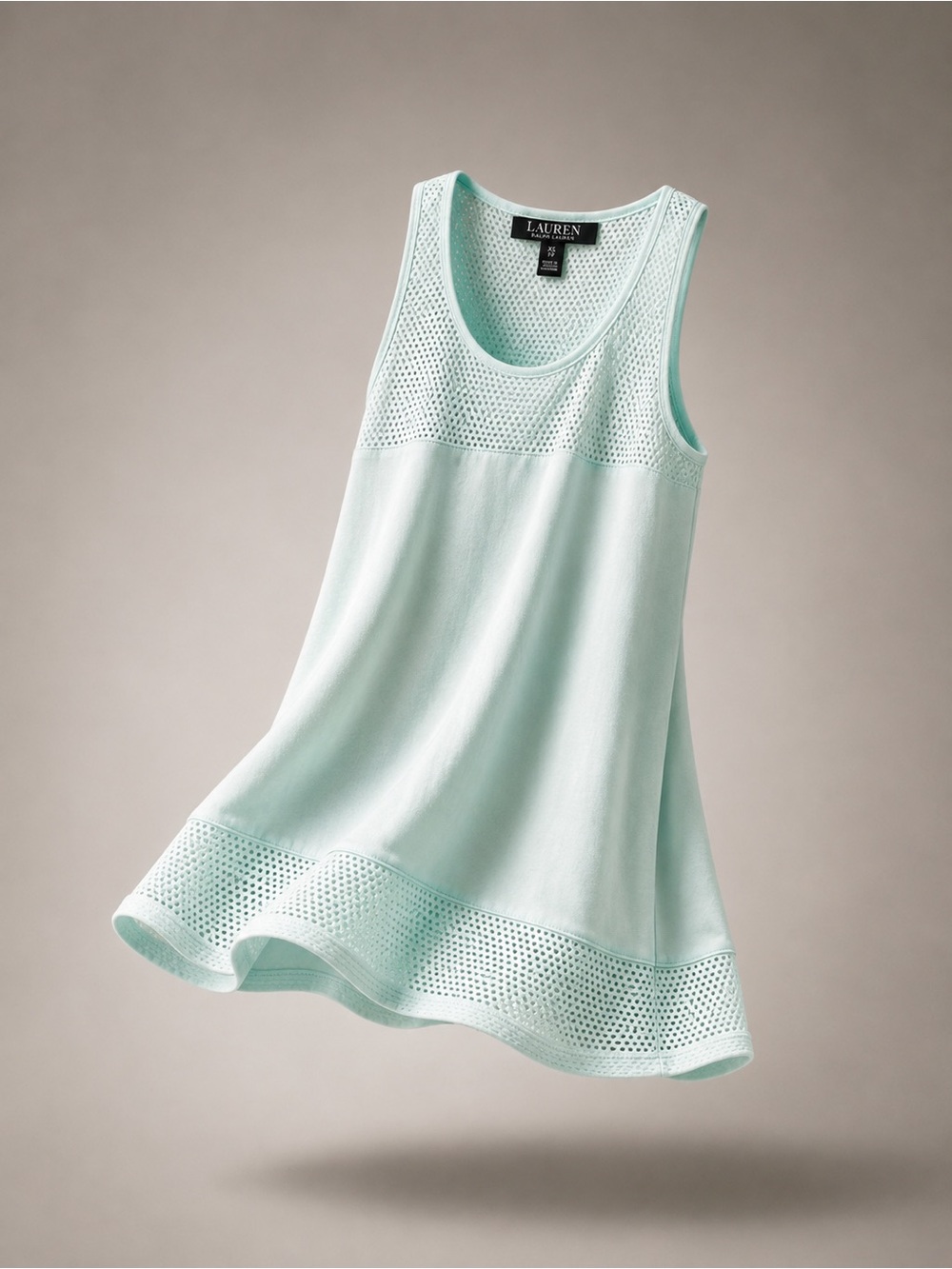 Ralph Lauren Mint Green Mesh-Trim Sleeveless Tank